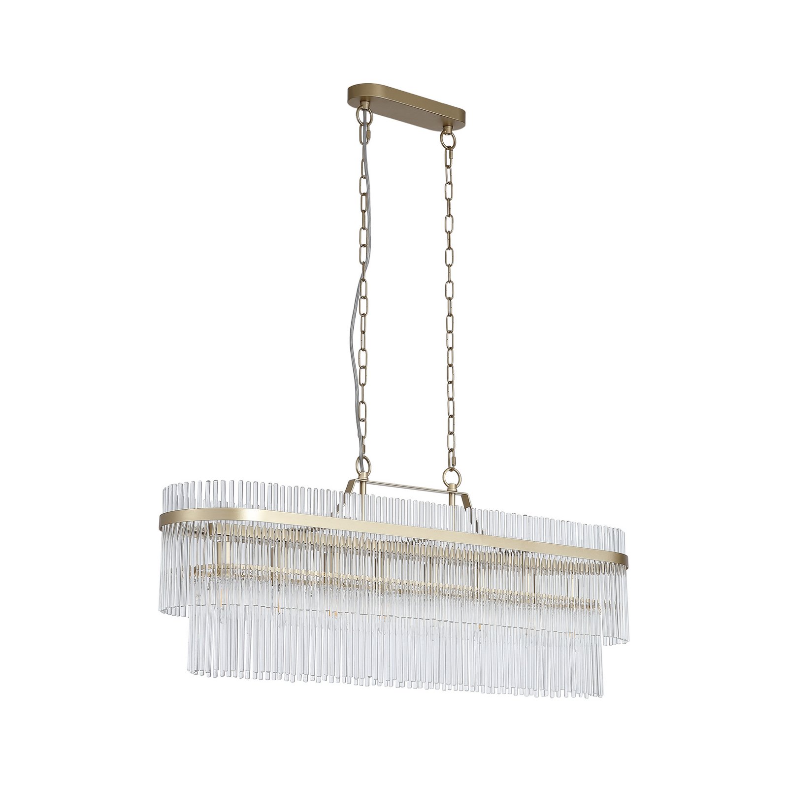 Suspension Lara, longueur 98 cm, doré/transparent, verre/métal