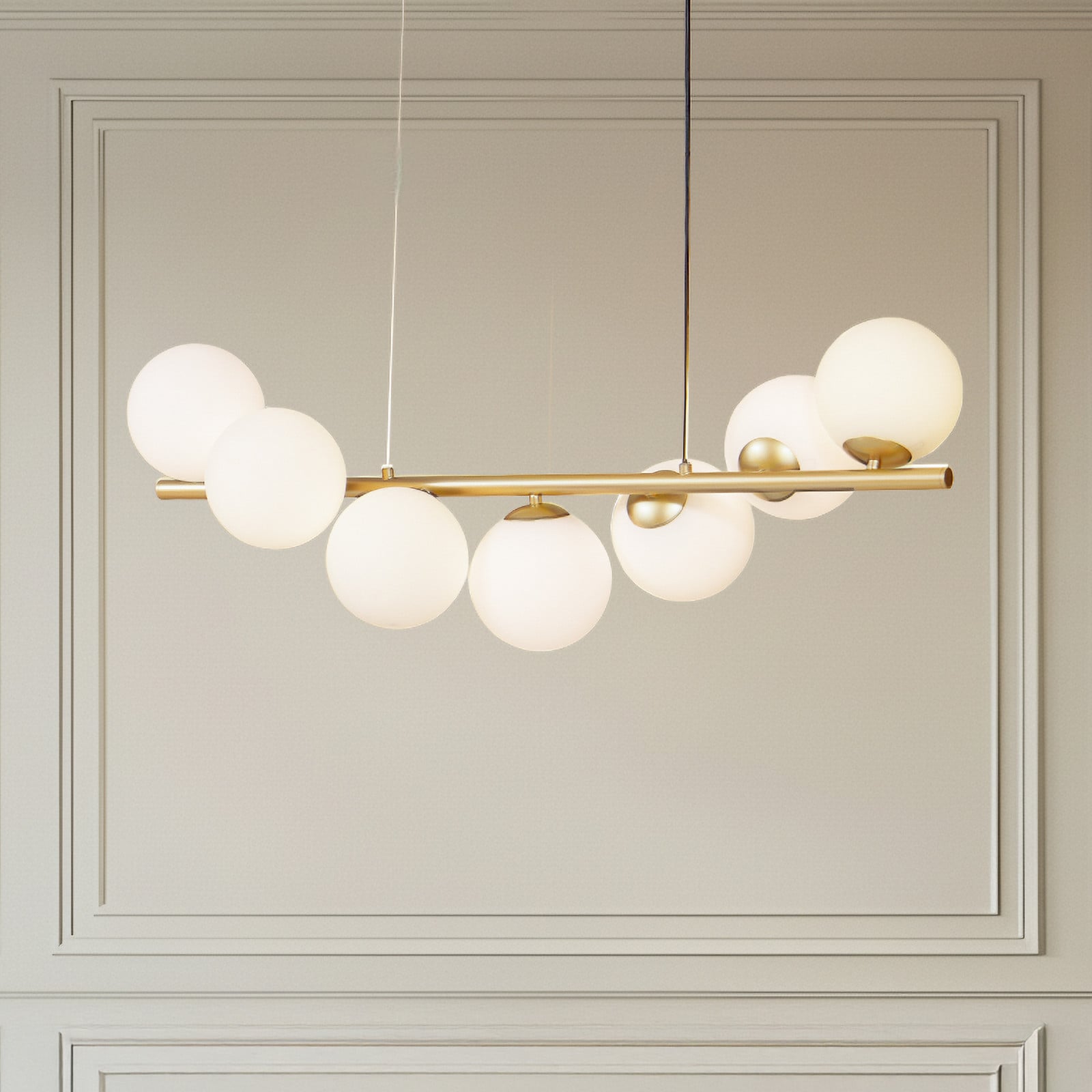 Lucande lampă suspendată Isandro 95 cm aur alb 7 becuri G9 - Camera de zi / sufragerie - design - auriu mat opal - Metal