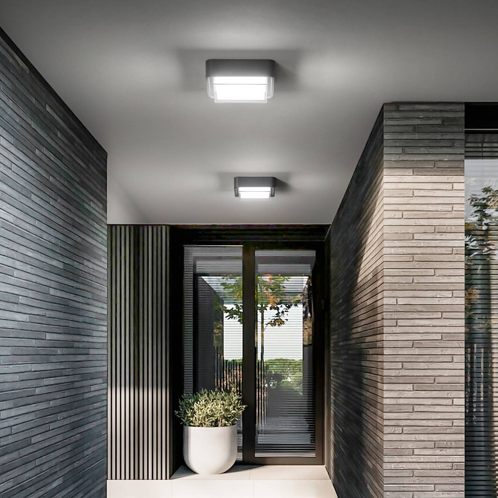 Fabas Luce LED buiten plafondlamp Diuk, donkergrijs, metaal, IP65