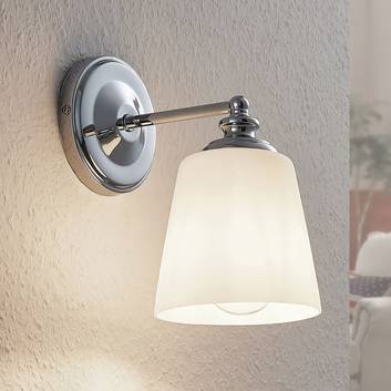 Yola wall light with glass lampshade, chrome