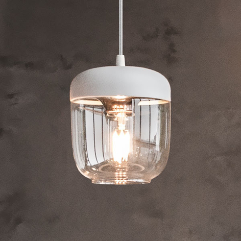Suspension de designer Acorn, blanc et cuivre poli