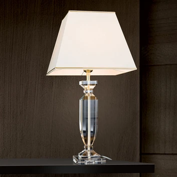 Stolná lampa Pohár s krištáľmi, zlatá/krémová