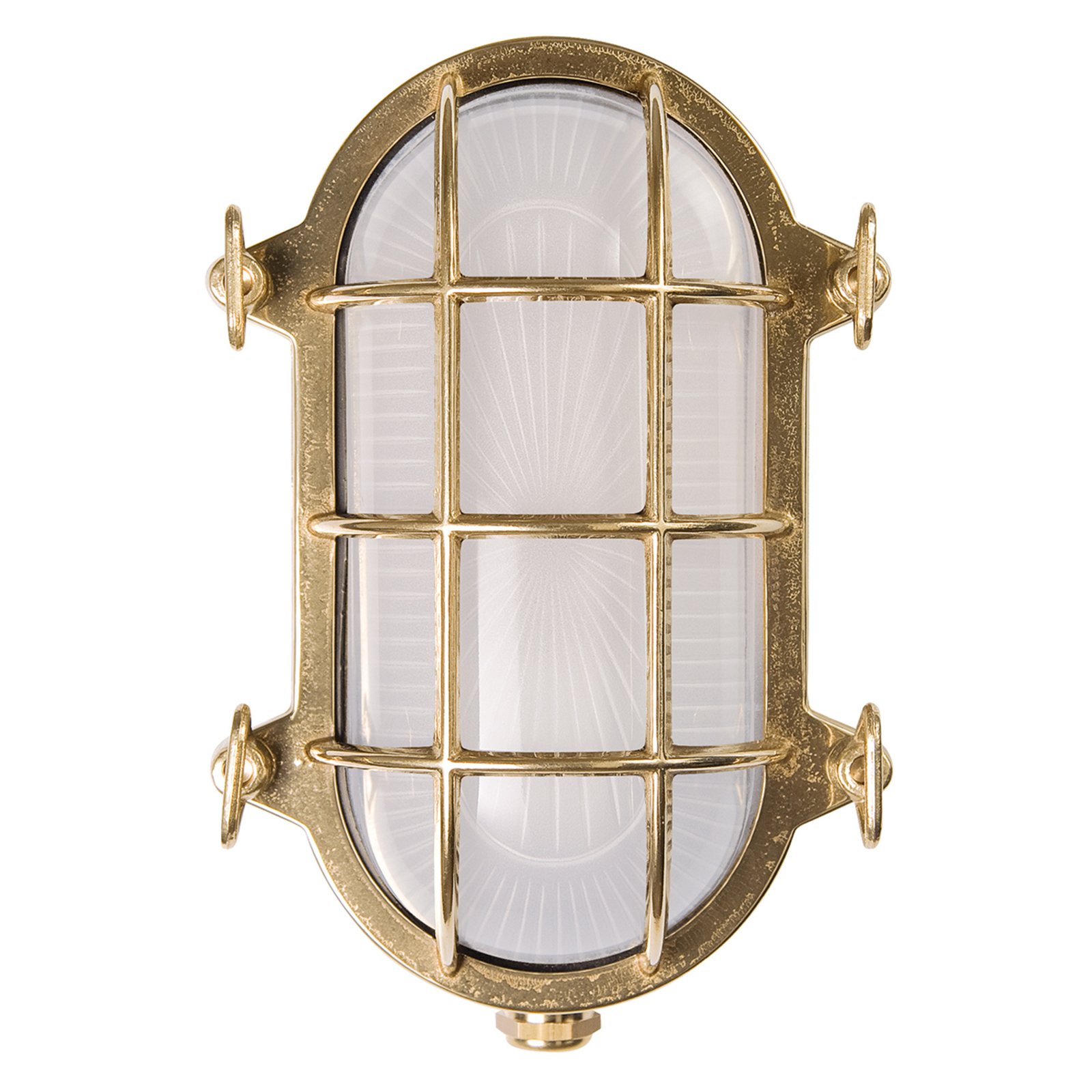 Oval bulkhead wall light Hook, brass, opal