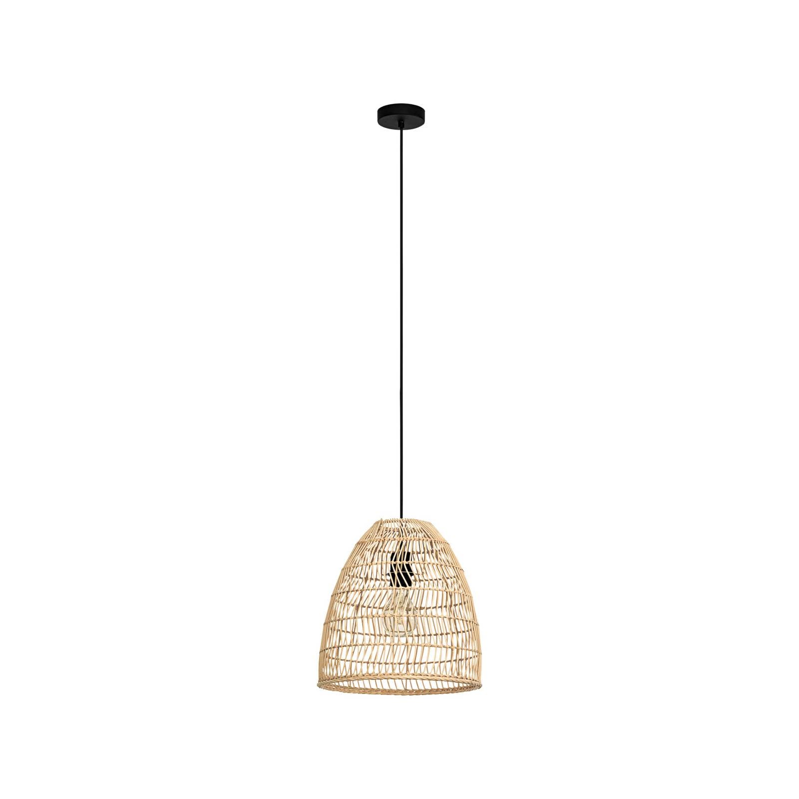 Hängeleuchte Ayesgarth mit einem Rattanschirm