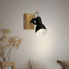 Arbo downlight de techo con elemento de madera, 1 luz