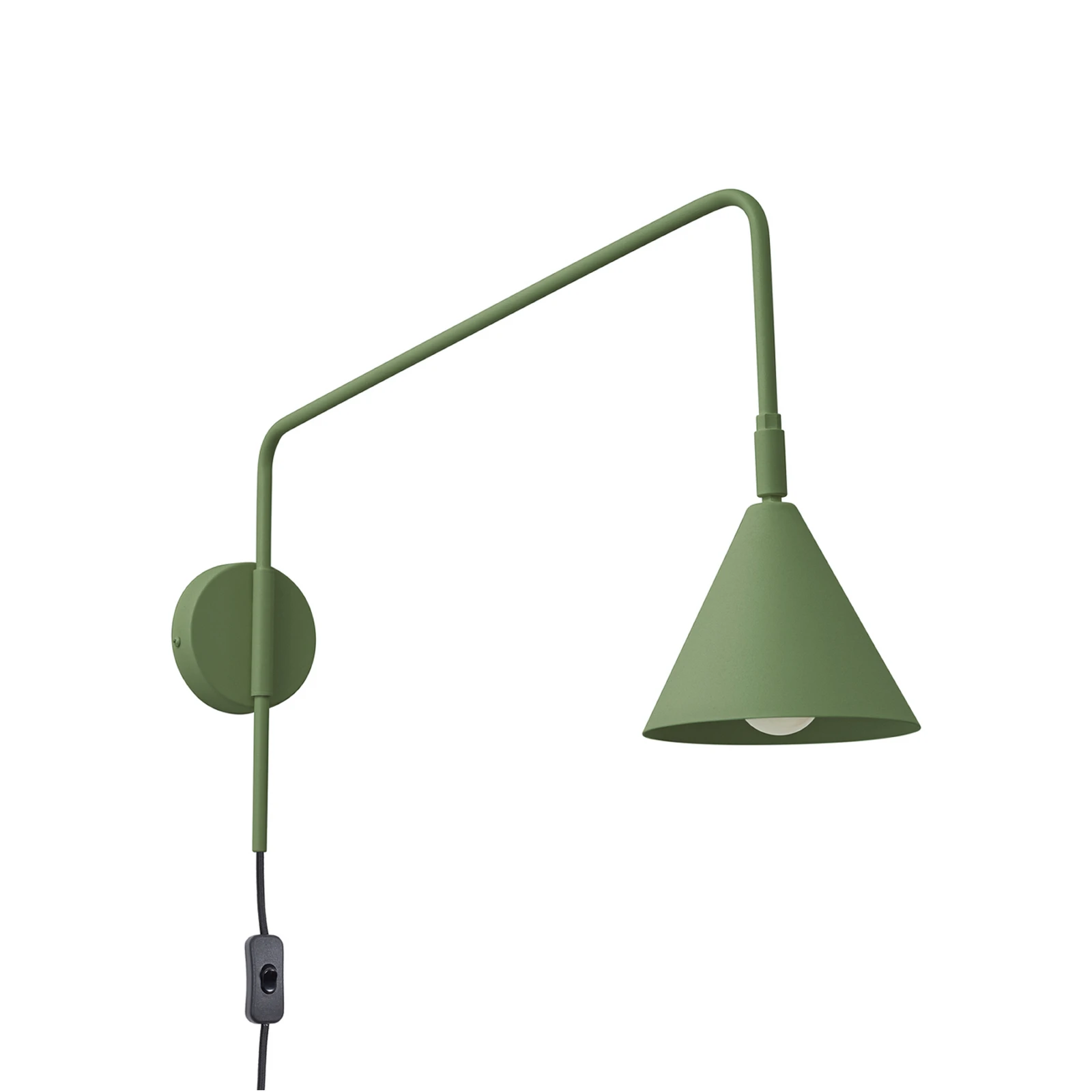 Aplique de pared LYS, verde oliva, Ø 14 cm, metal, enchufe, E14