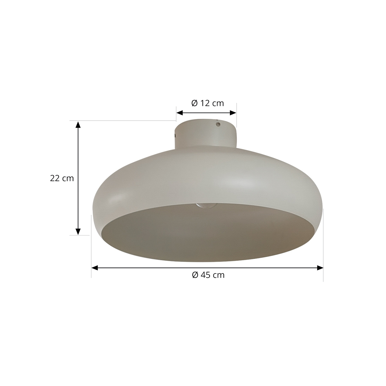 Lindby plafonnier Elover, beige, Ø 45 cm, fer