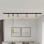 Juego de rieles DUOline Marley, negro/latón, 2 m, 6 luces, GU10