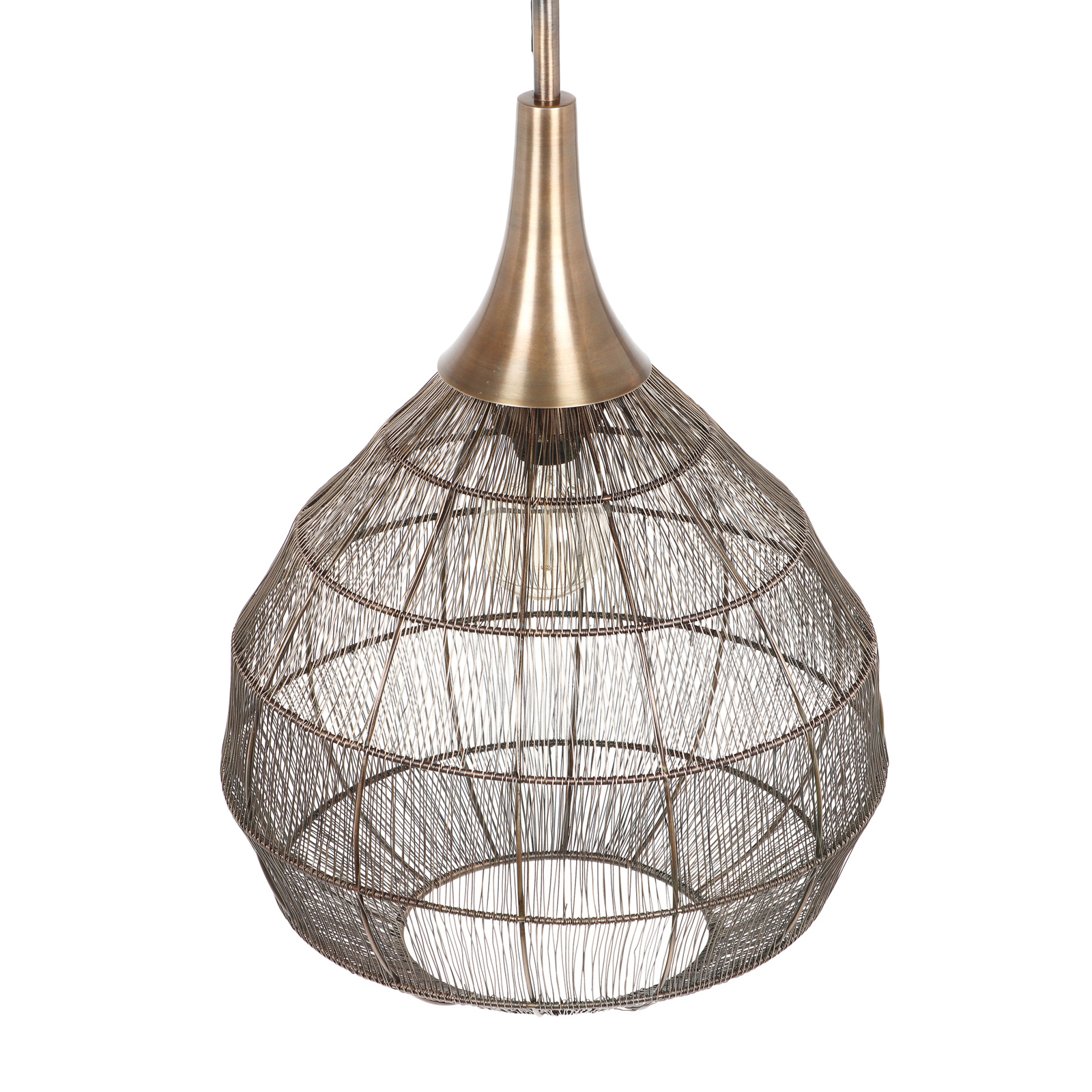 Soraya pendant light, Ø 42 cm, metal, antique brass, spherical shape