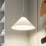 Lindby Petra pendant light, white, glass, Ø 40 cm, cone, E27