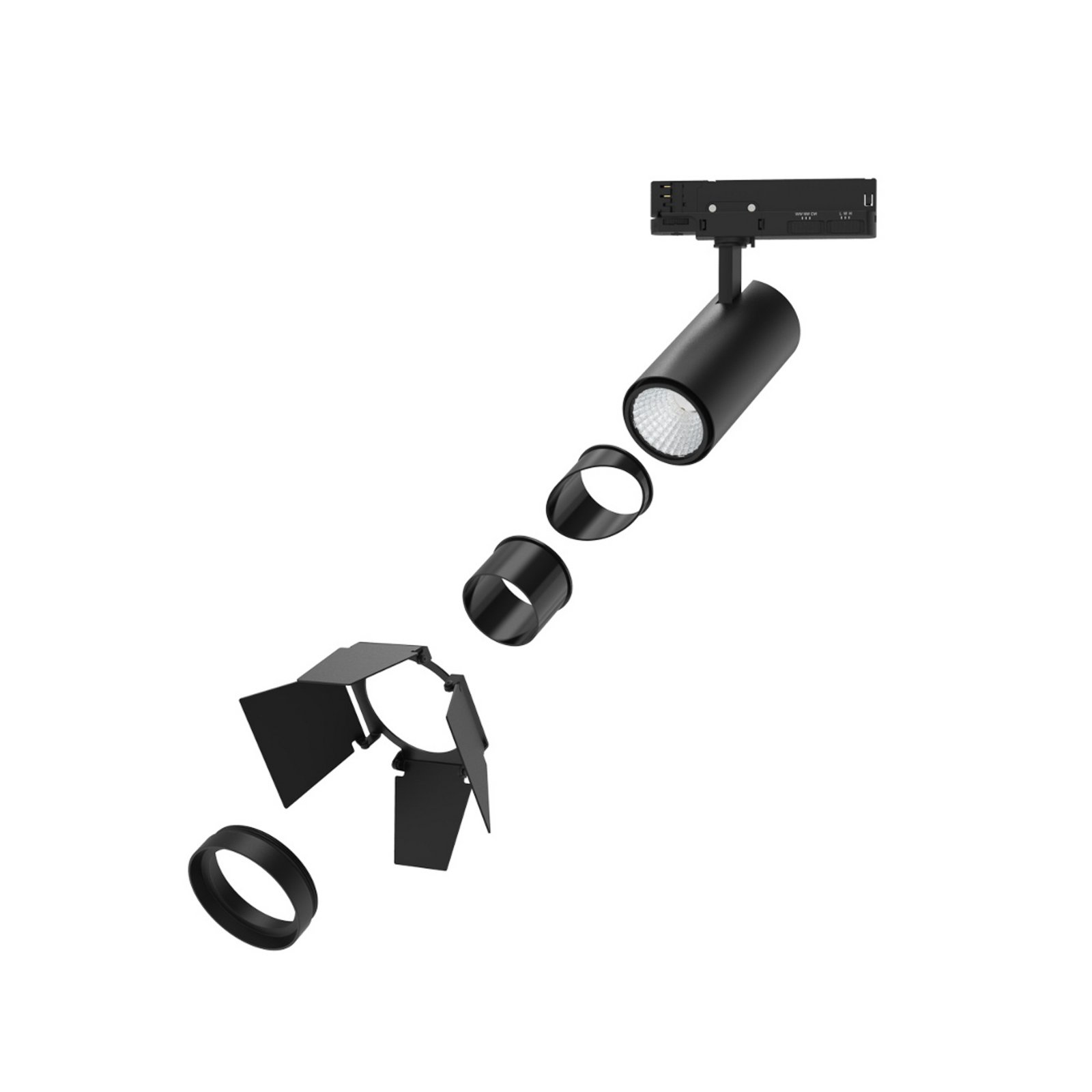DOTLUX LED bėgių taškas SLIMtrack-eco, juodas, 3 fazių CCT