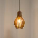 Ika IA pendant light, wooden slat lampshade Ø 24cm