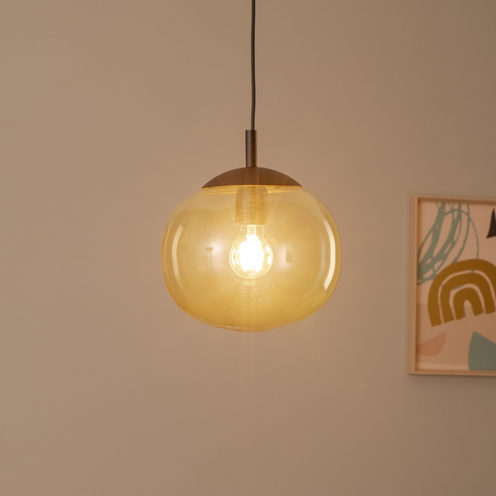 Lampada a sospensione Vibe, vetro marrone-trasparente, Ø 25 cm
