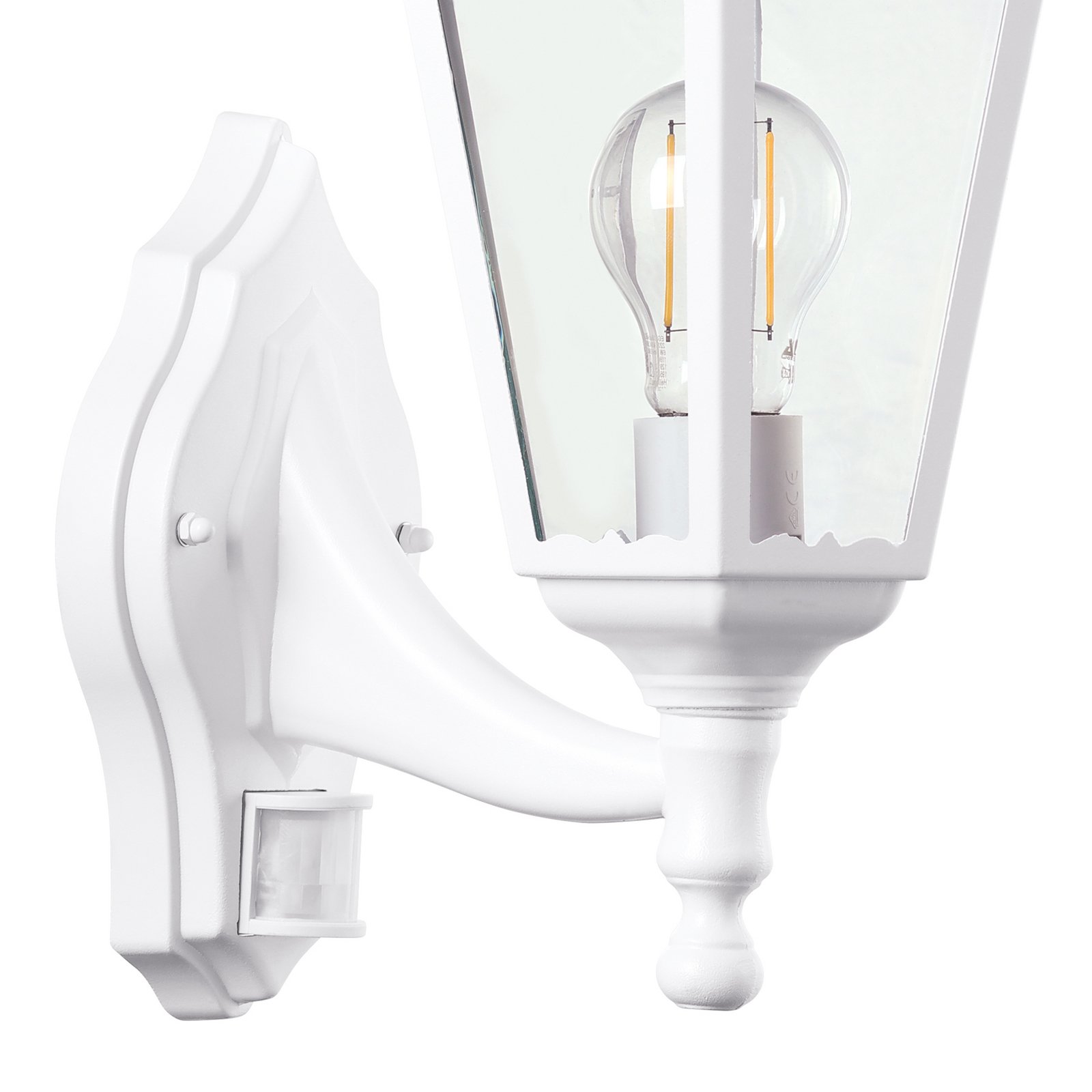 Außenwandlampe Navedo, weiß, Höhe 42 cm, Metall, Sensor