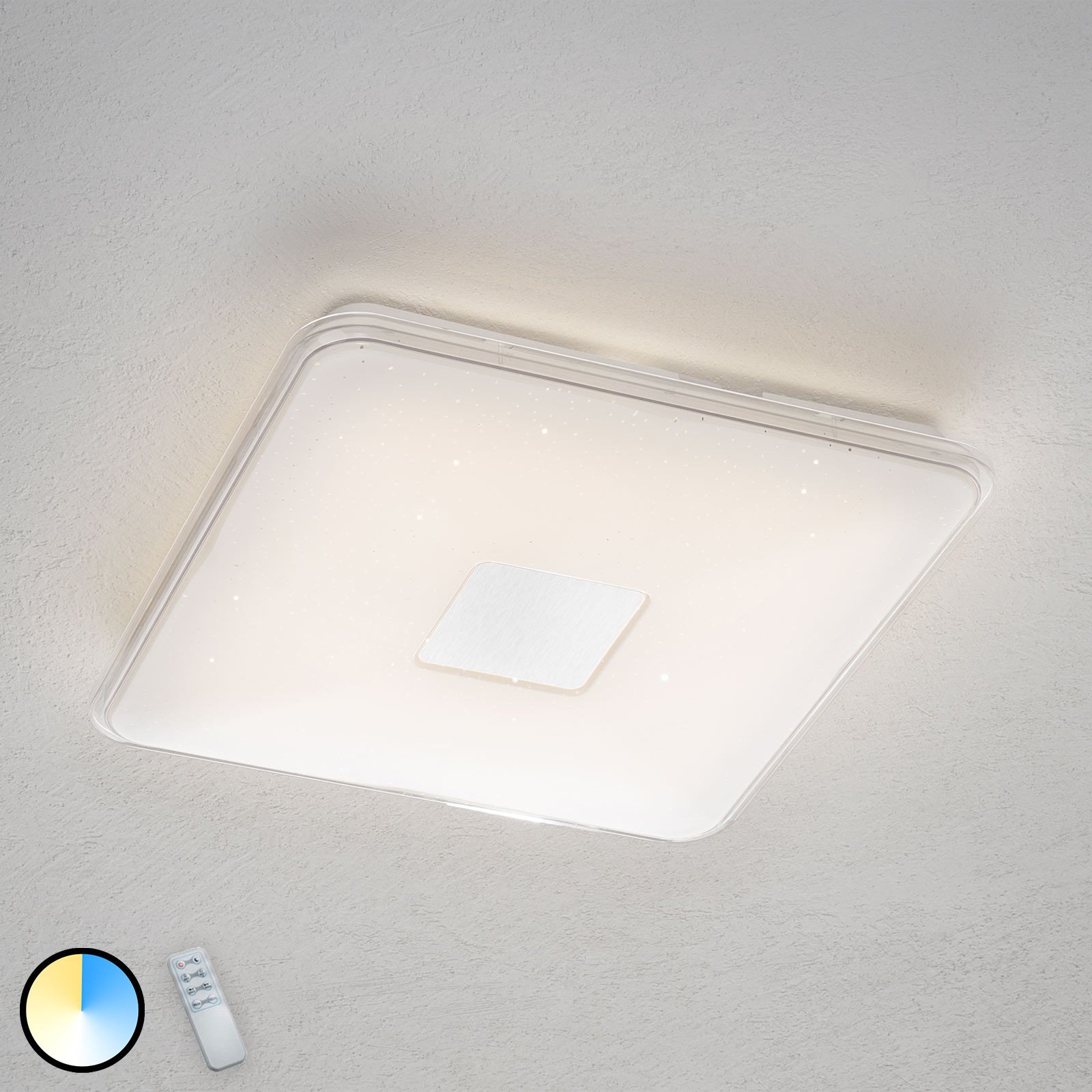 Trio Lighting Plafonieră LED Samurai unghiulară telecomandabilă - Camera de zi / sufragerie - modern - alb - Metal