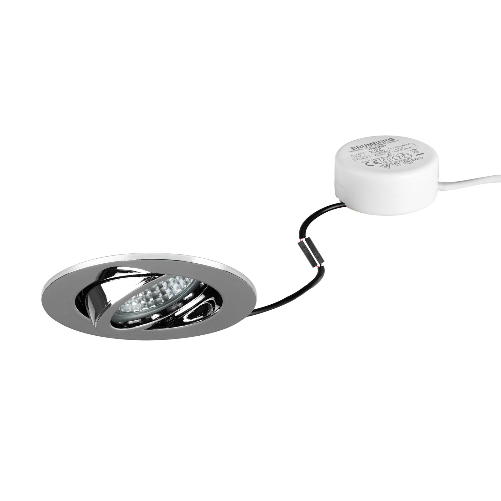 BRUMBERG LED recessed spotlight Tirrel-R, RC, driver round, chrome 