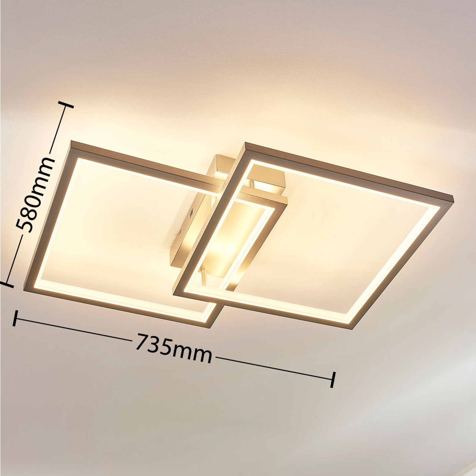 LED-Deckenlampe Heriba aus zwei Rahmen, dimmbar