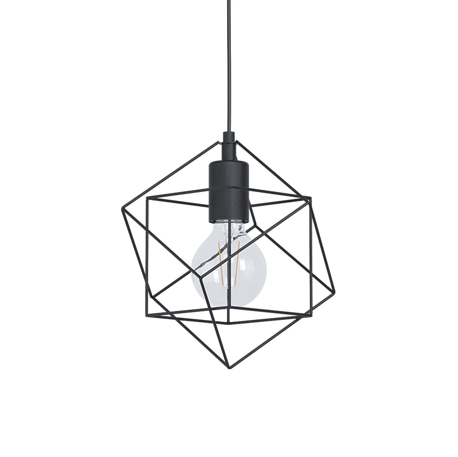 Висящо осветително тяло Straiton, изработено от стомана, 3 светлини, черно