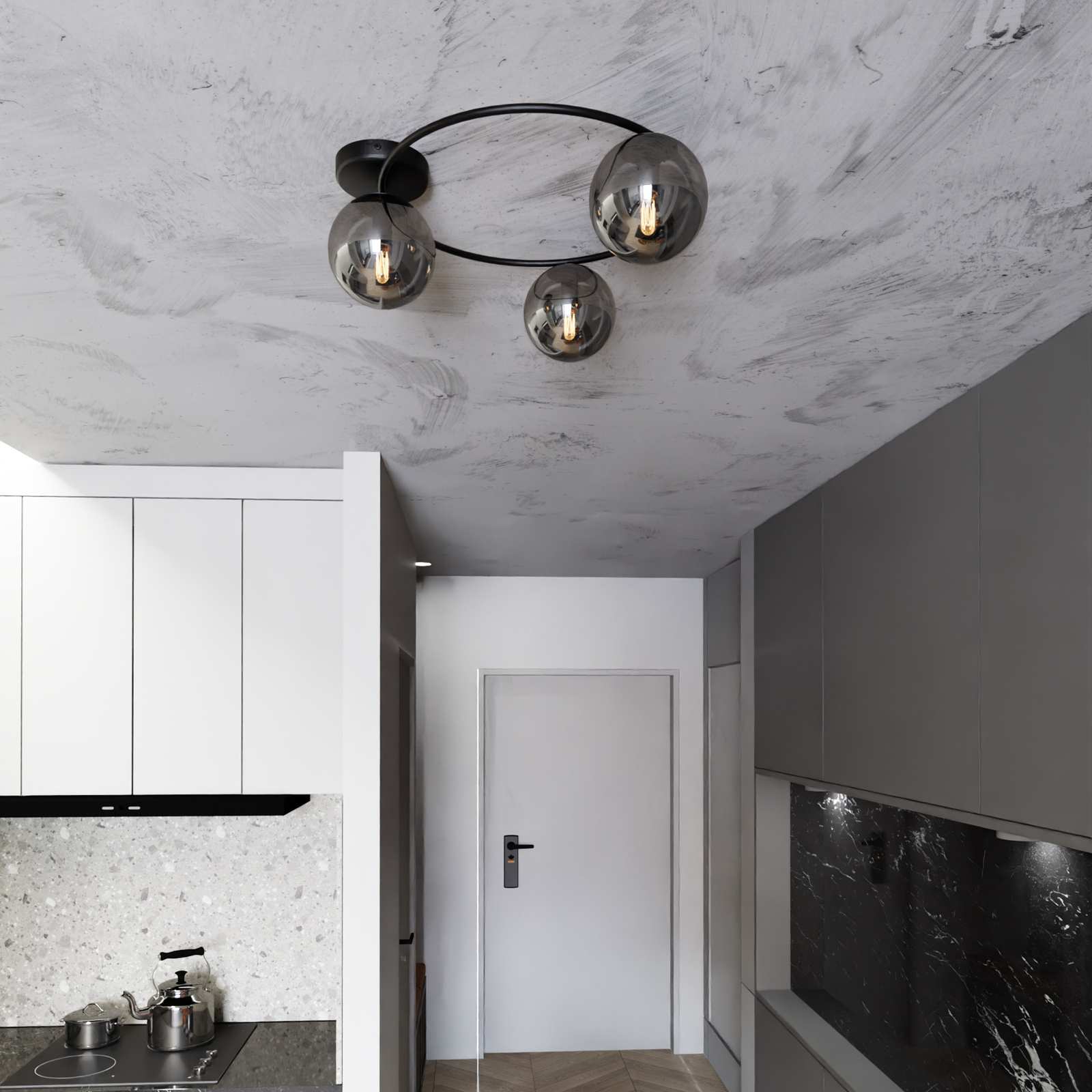 Ascella ceiling light, 3-bulb, black/graphite