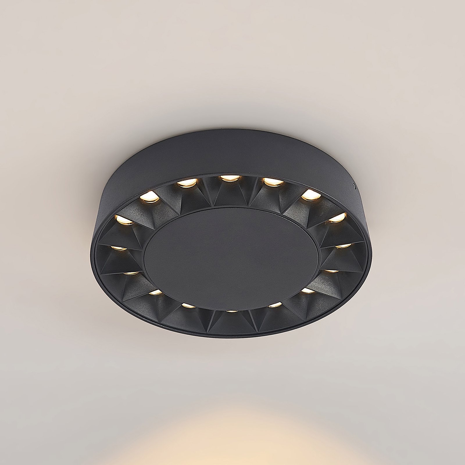Kelissa LED Round Venkovní Stropní Lampa IP65 Black - Lucande