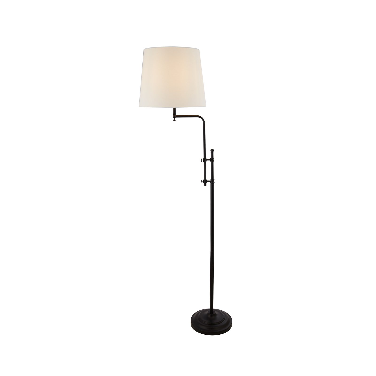 Munich floor lamp, black/white, linen, E27, adjustable