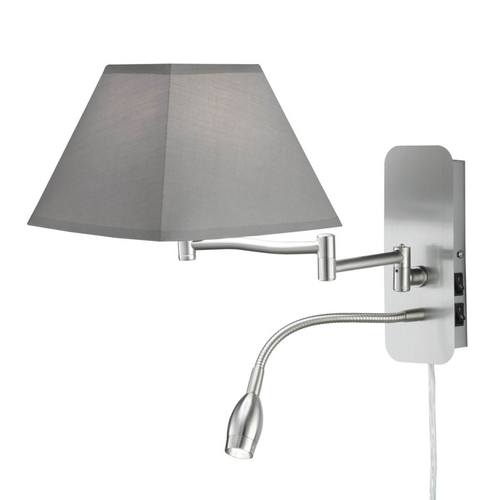 Hotel textile wall light with LED reading light