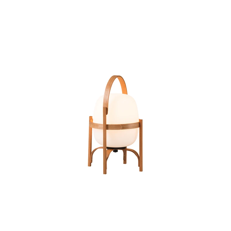 Santa & Cole – Cestita Batería Portable Bordslampa Wood/White Opal Glass