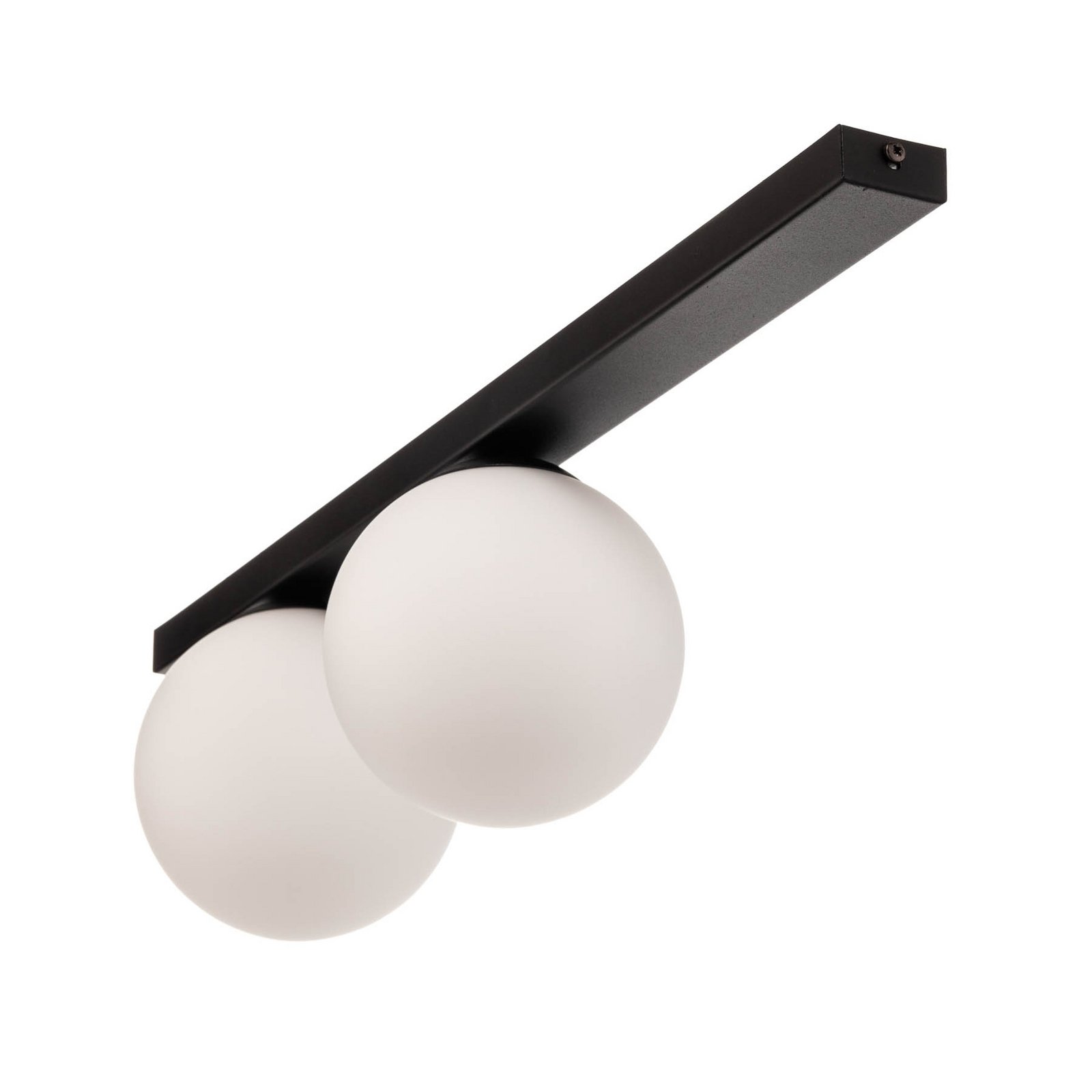 Plafón Fit, negro/opalino, 2 luces