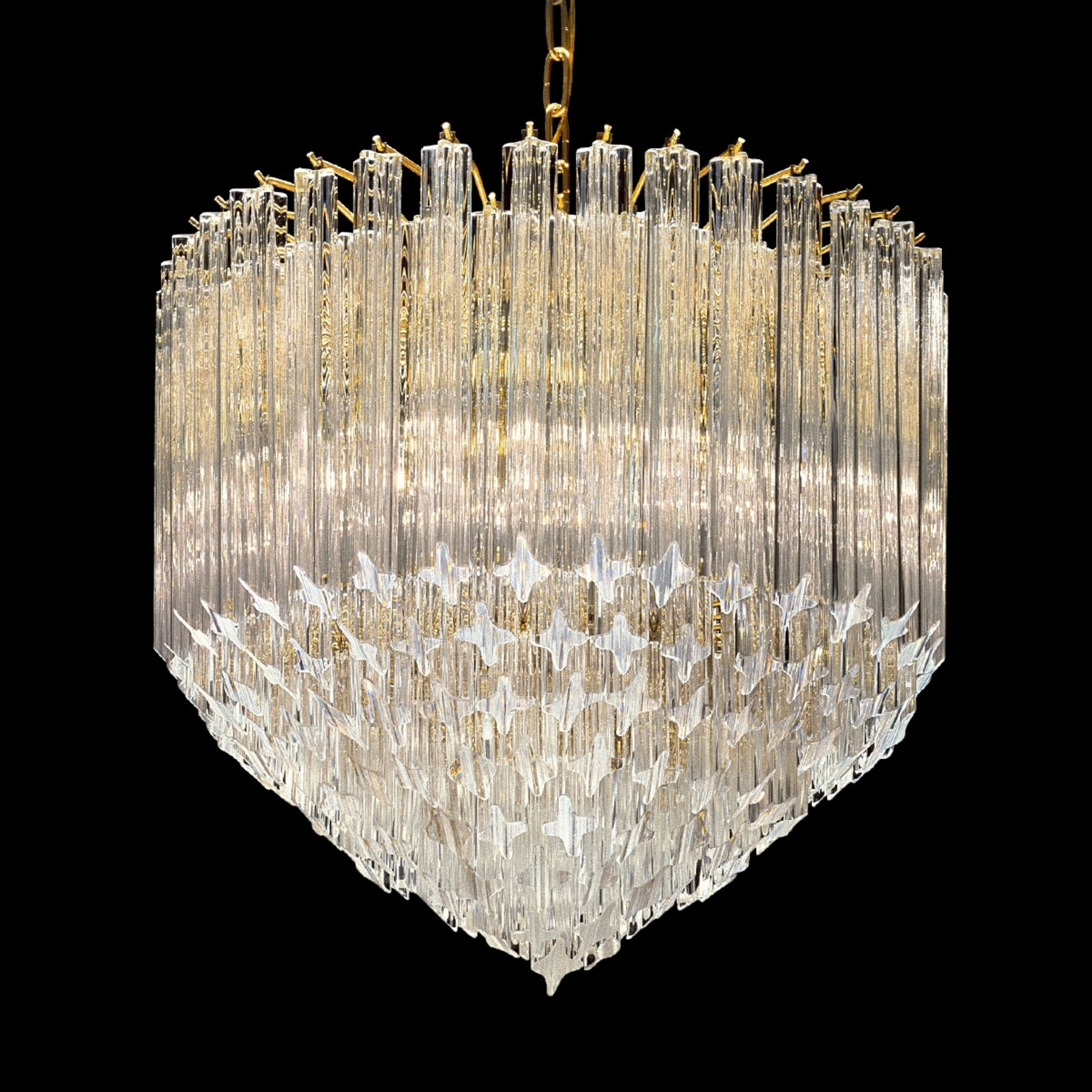 Novaresi Lampă mare de cristal Pigna aurită 24 karate - Camera de zi / sufragerie - transparent auriu