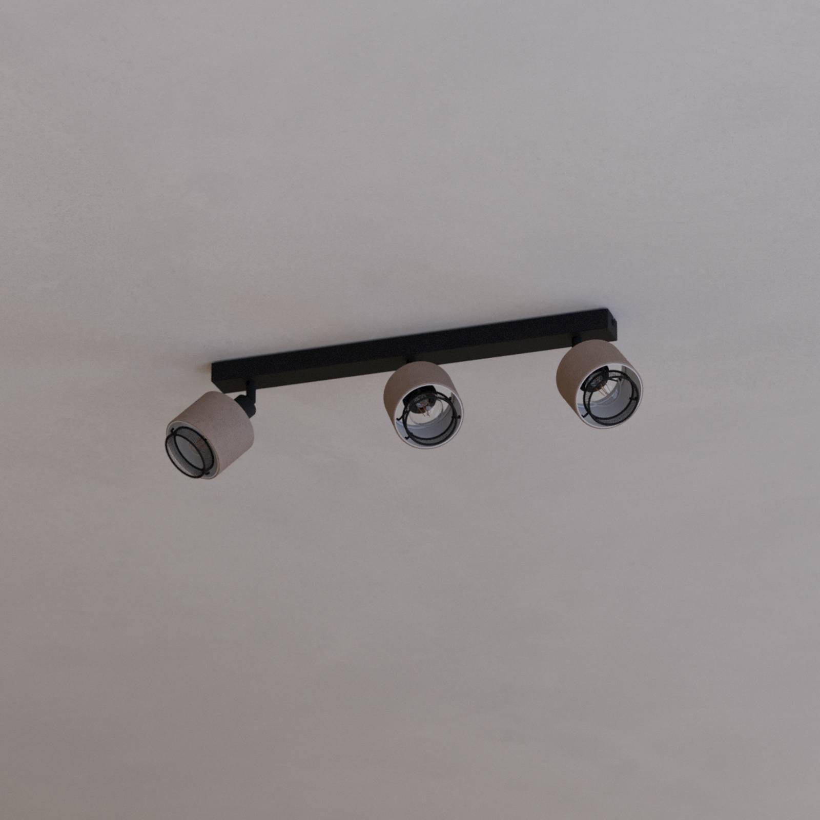 Deckenstrahler Rosley, Länge 43 cm, schwarz/natur, 3-flg. günstig online kaufen