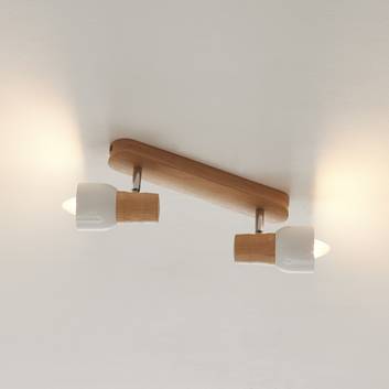 Houten plafondlamp Svantje, 2-lamps