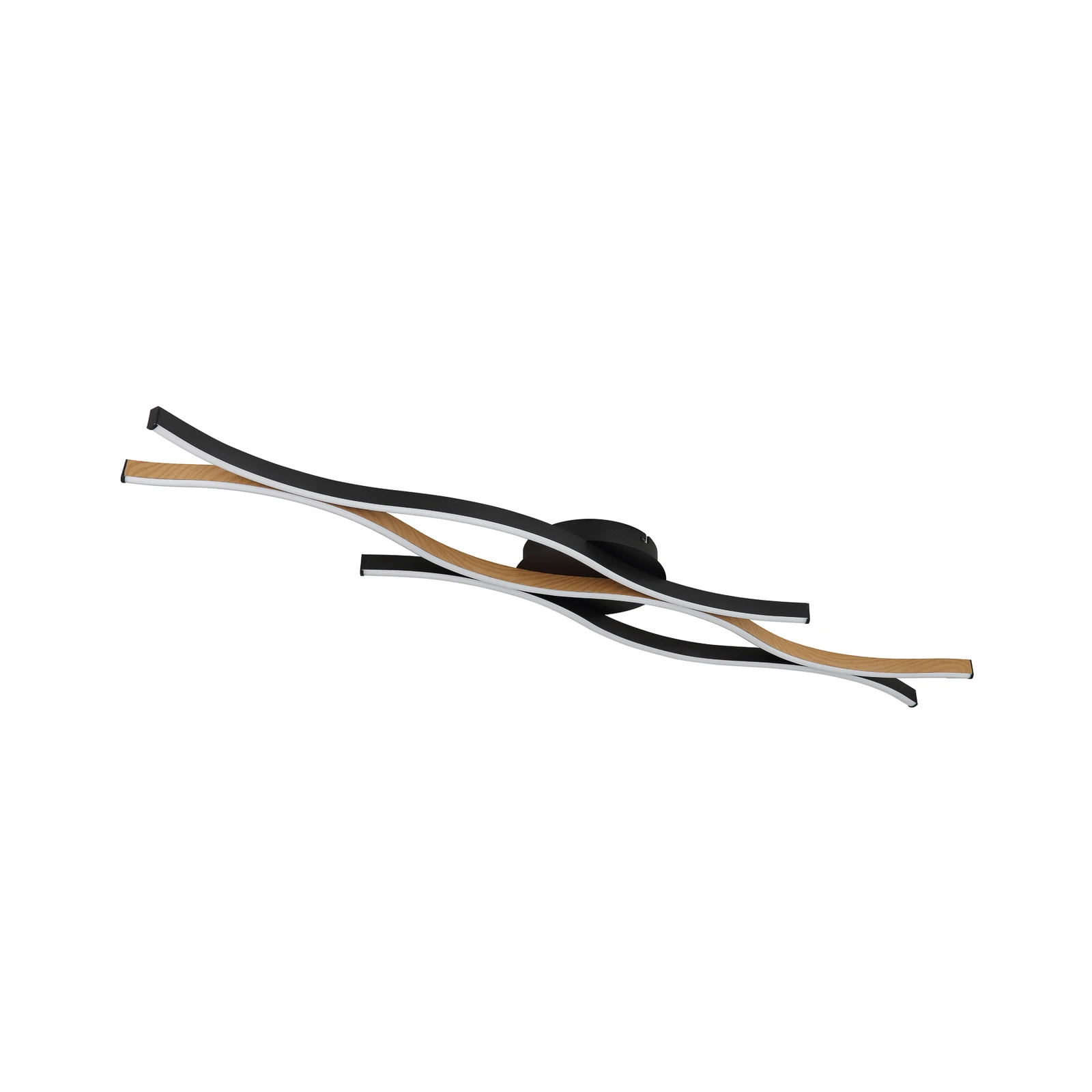 LED plafondlamp Geronimo, lengte 108 cm, zwart/houtlook