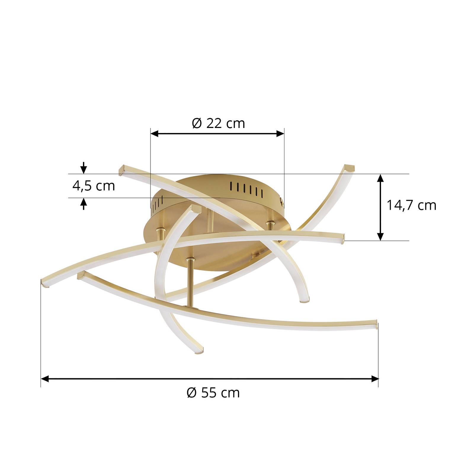 Lindby Flakira lampa sufitowa LED 5-pkt. mosiądz