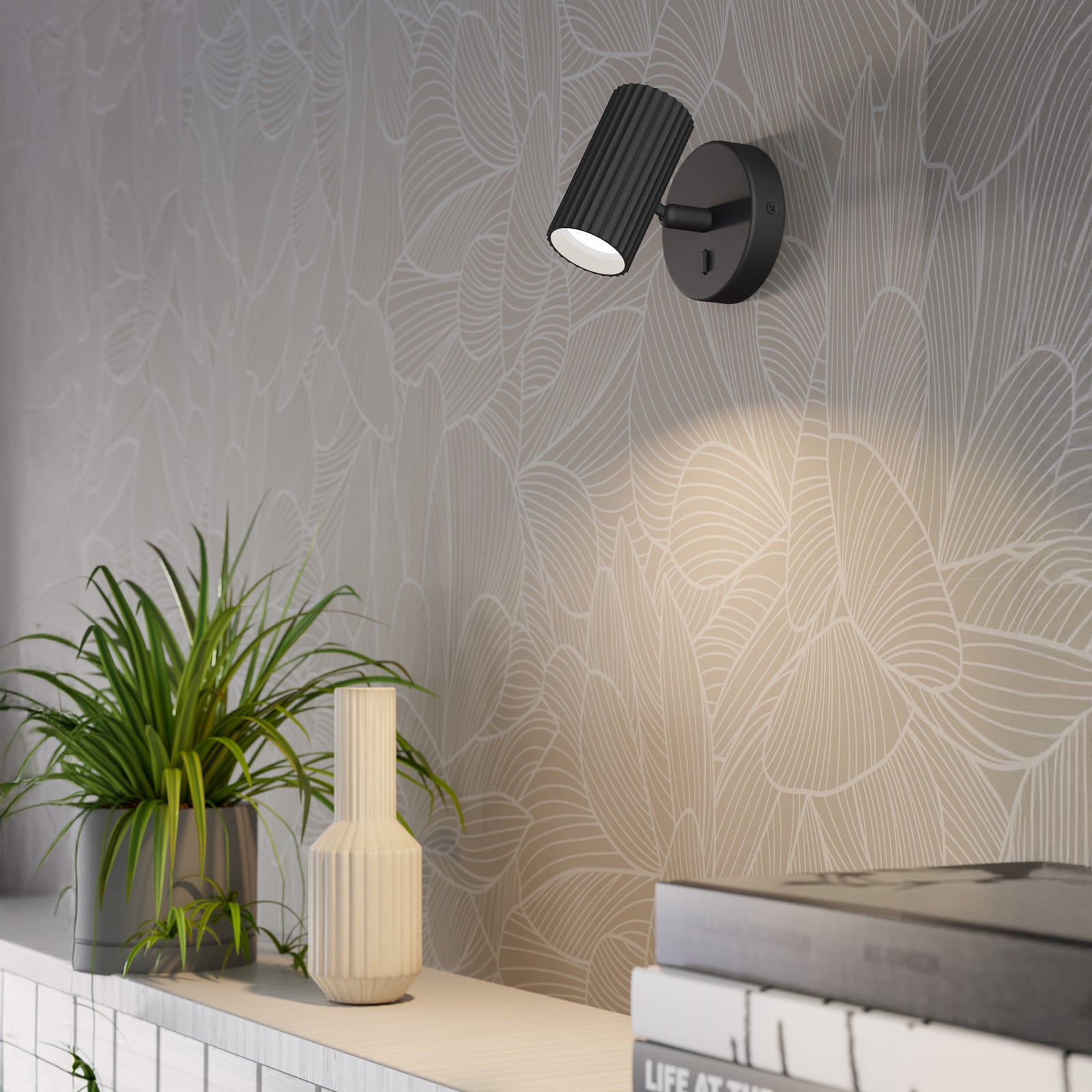 Wandstrahler Portillo, schwarz, Höhe 11 cm, Metall, GU10