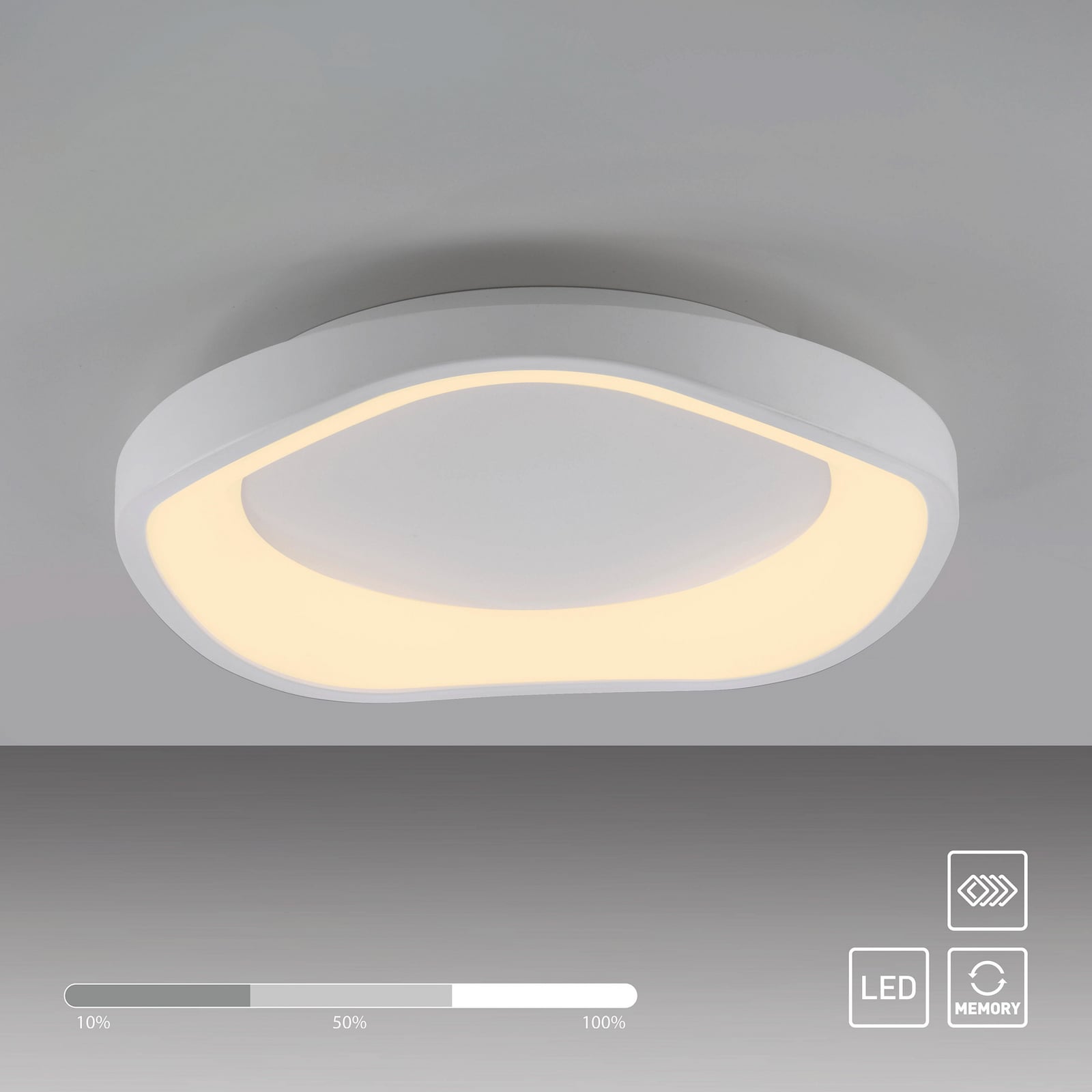 LED lubinis šviestuvas „MONTA“, baltas, Ø 40 cm, metalinis, Switchdim