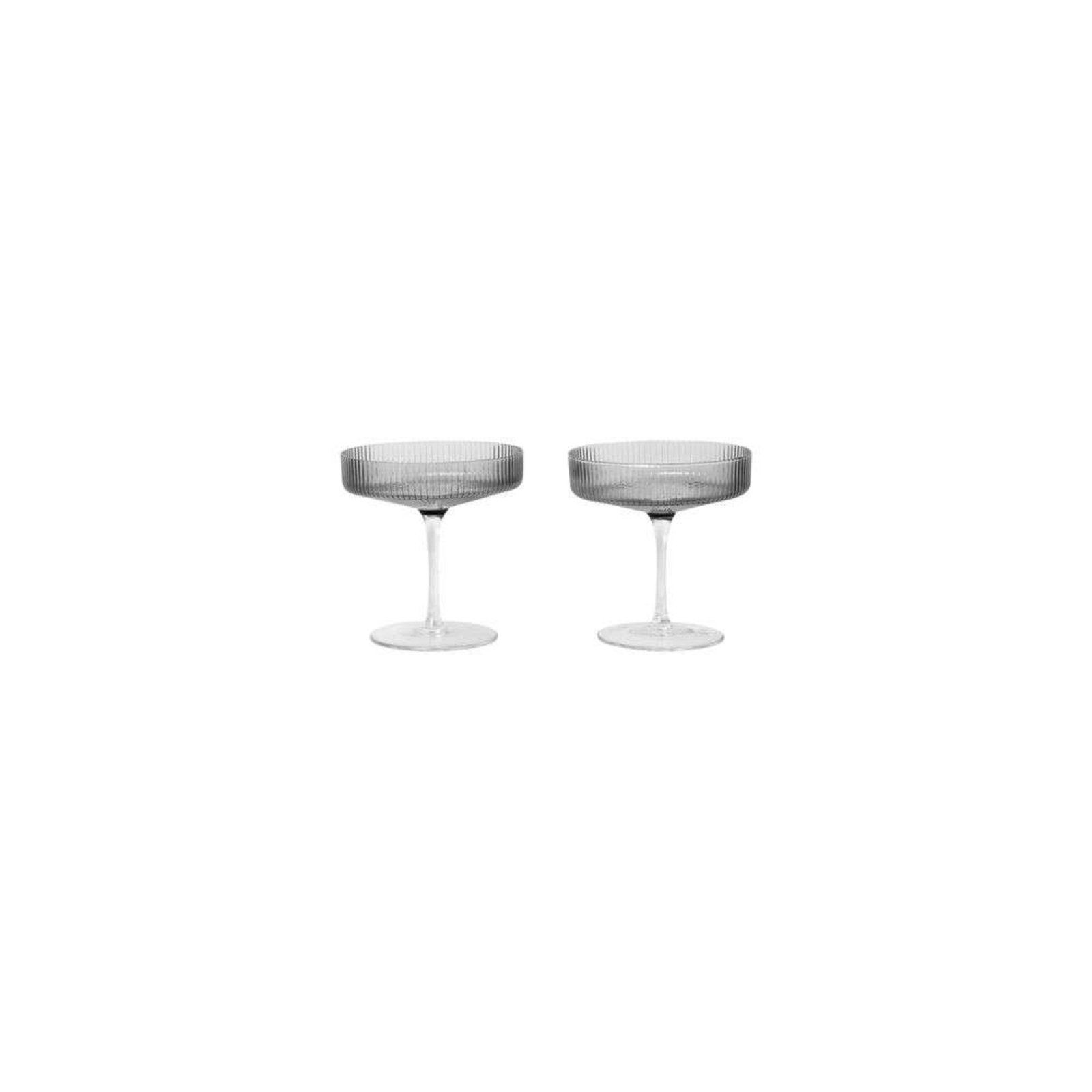 Ripple Champagne Saucers Set of 2 Smoked Grey - ferm LIVING