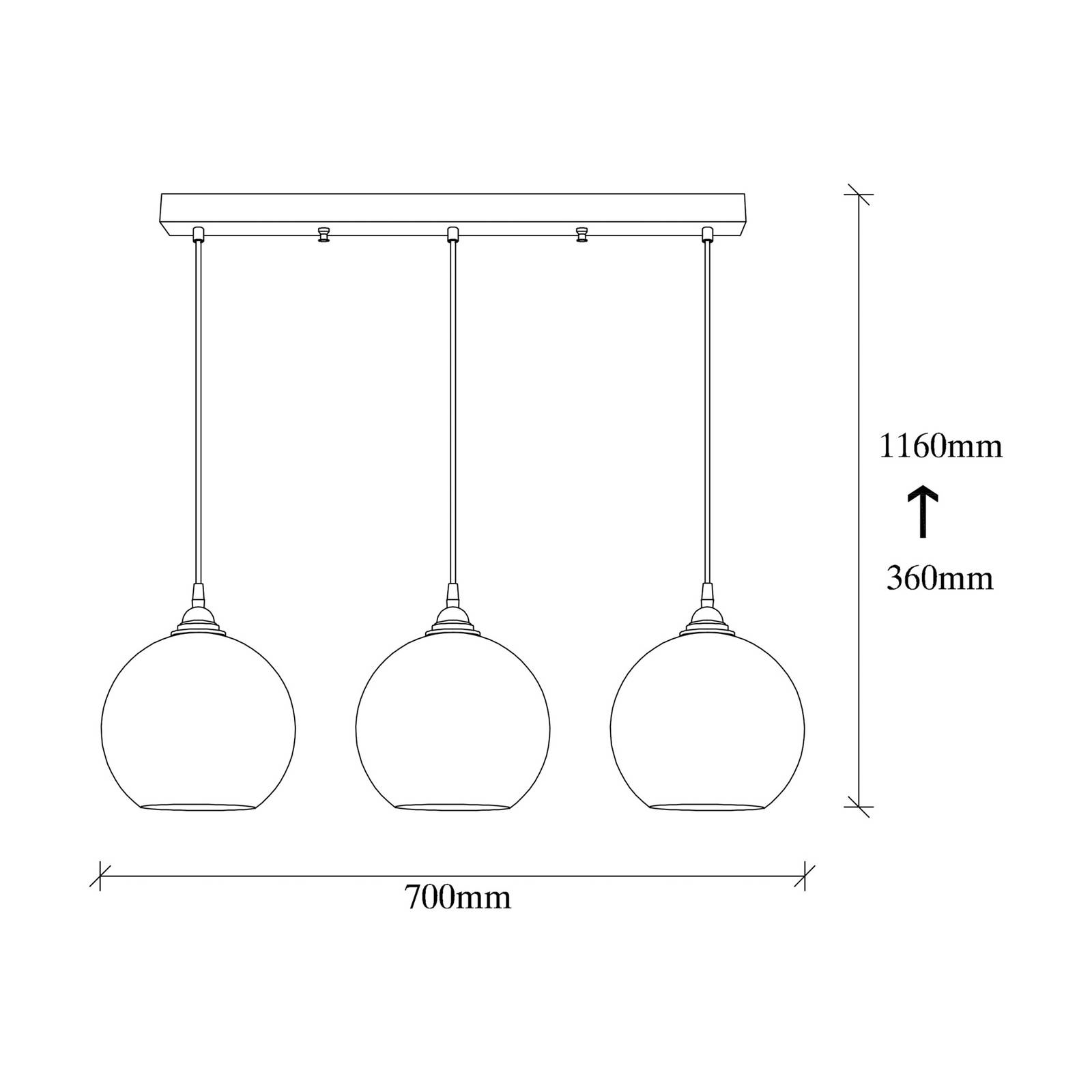 Lampa żyrandol złota 022 3-punktowa szkło liniowe Ø20cm