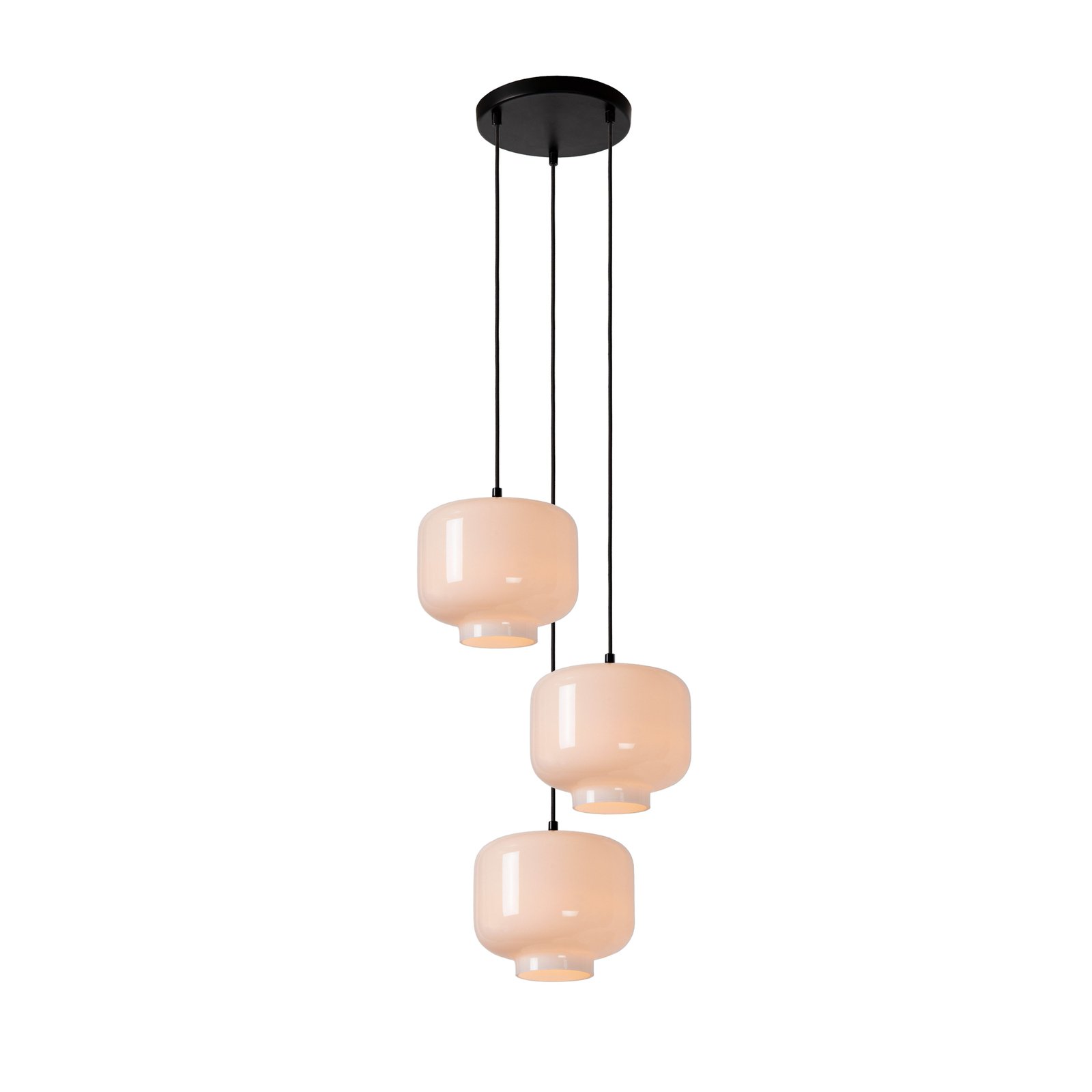 Suspension Medine, opale, Ø 46 cm, verre, 3 lampes, E27