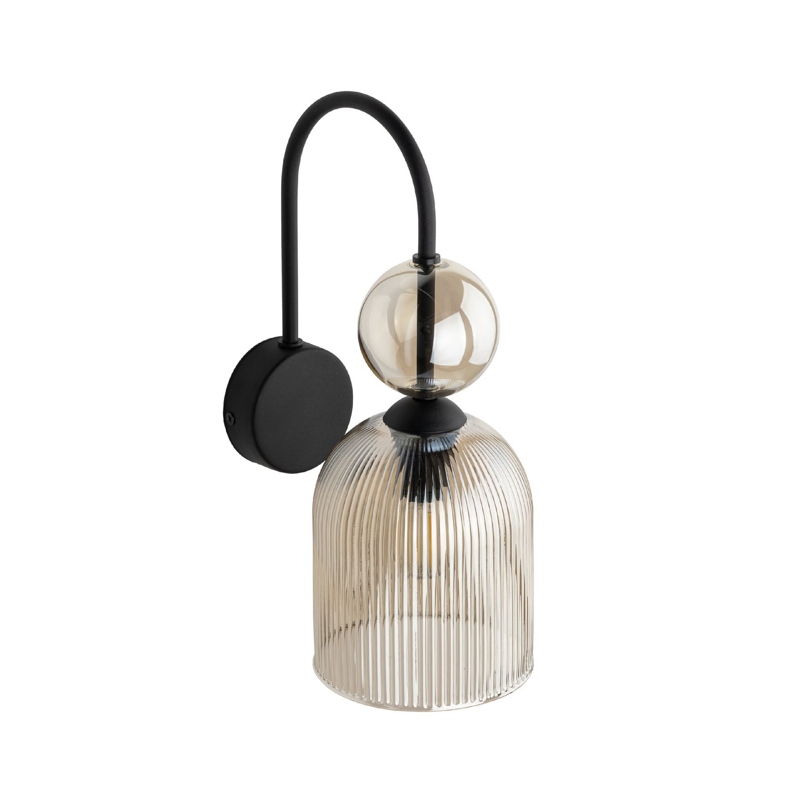 Vägglampa Sophia, konjak/svart, glas, höjd 33,5 cm, E14 Vägglampa Sophia, konjak/svart, glas, höjd 33,5 cm, E14