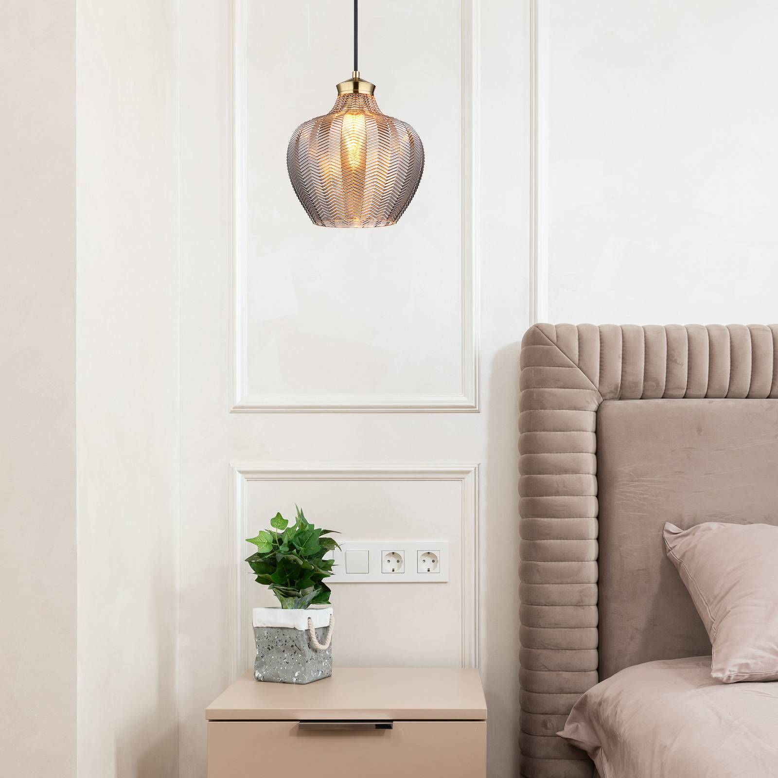 Lampa wisząca Jessica, Ø 25 cm, dymny szary, szkło