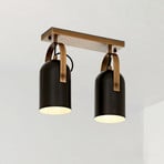Deckenleuchte Esra, schwarz, Länge 32 cm, Metall, 2-flammig