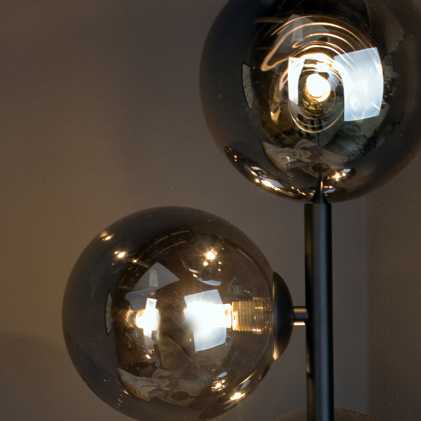 Neptune floor lamp smoked glass globes, black