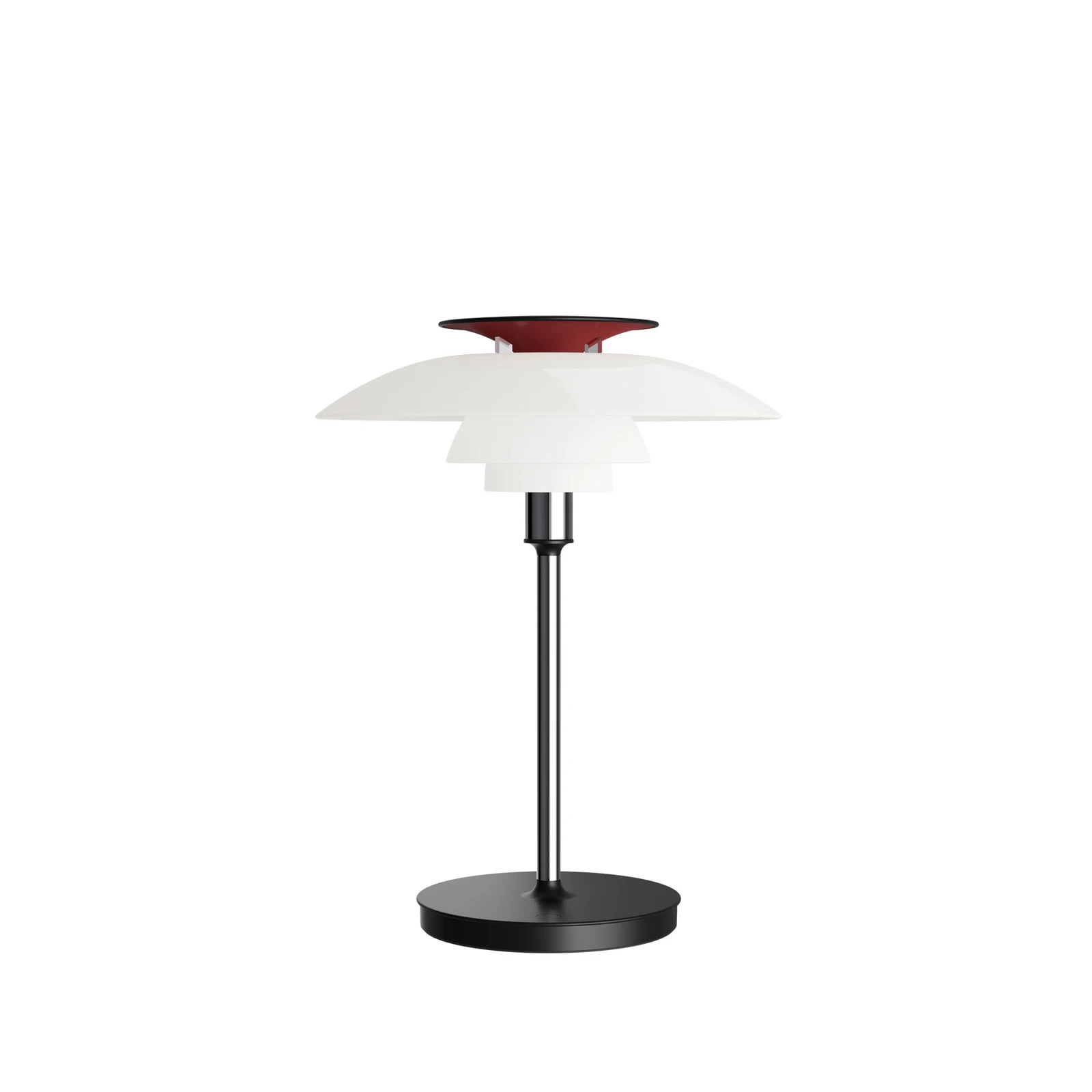 Louis Poulsen LED akumulatora galda lampa PH 80, balta/sarkana/hromēta IP44