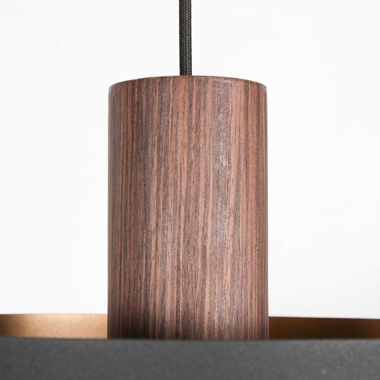 Hängeleuchte Flinter, Holzdekor, Metall, Ø 50 cm, E27