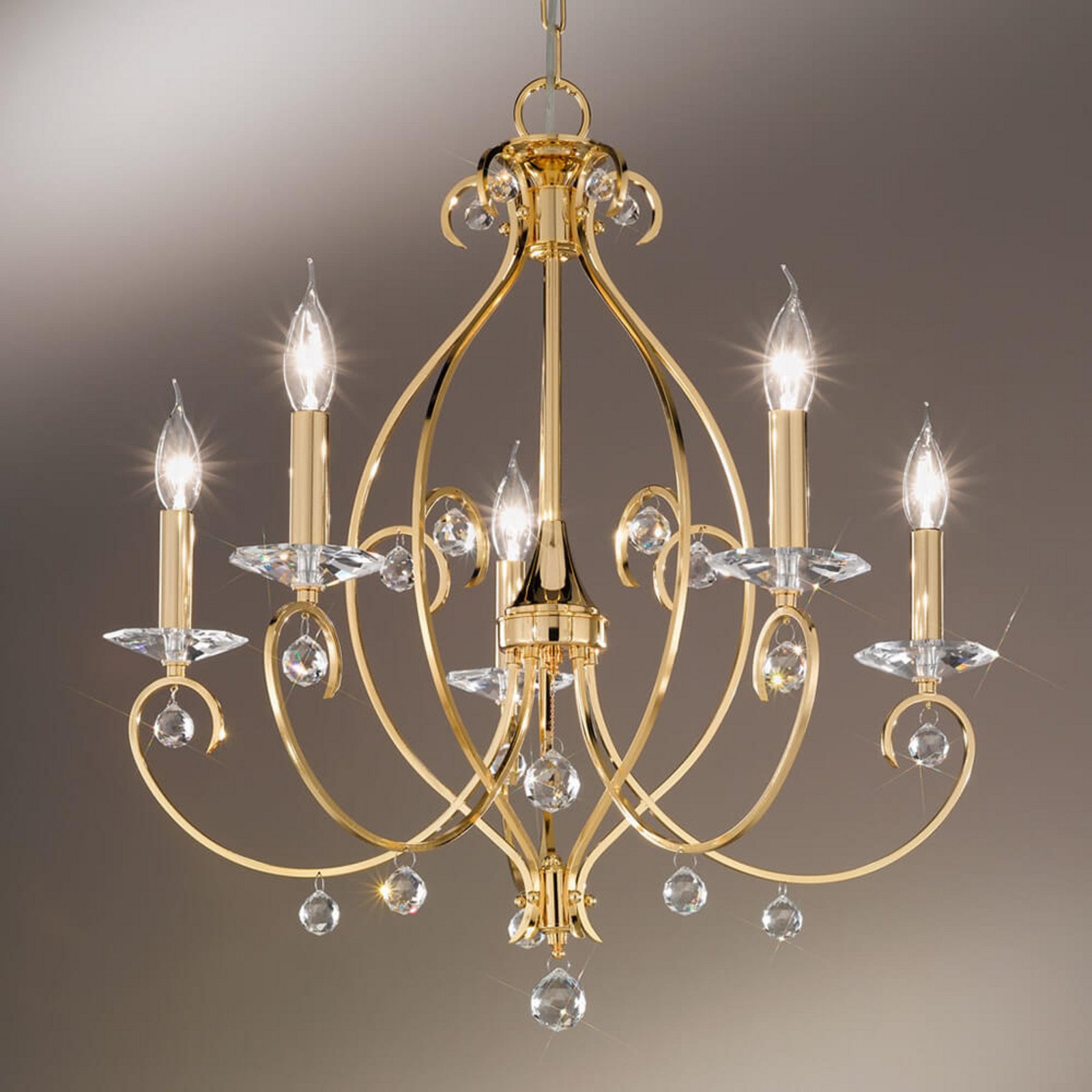 KOLARZ Carat - candelabru 5 becuri - Camera de zi / sufragerie - placat cu aur de 24 carate transparent - Metal
