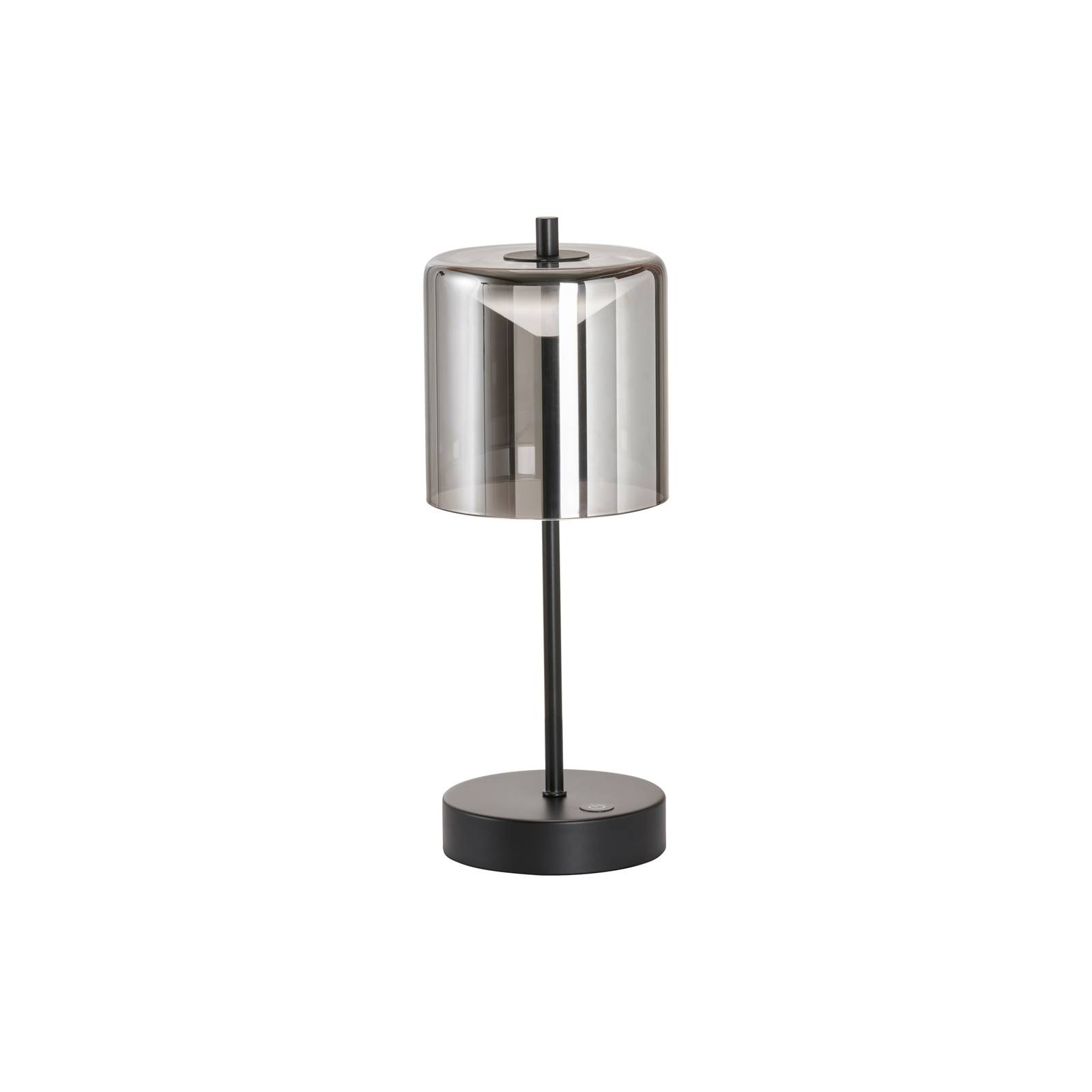 FH Lighting Lampe table batterie LED Riva noir/fumée 40 cm