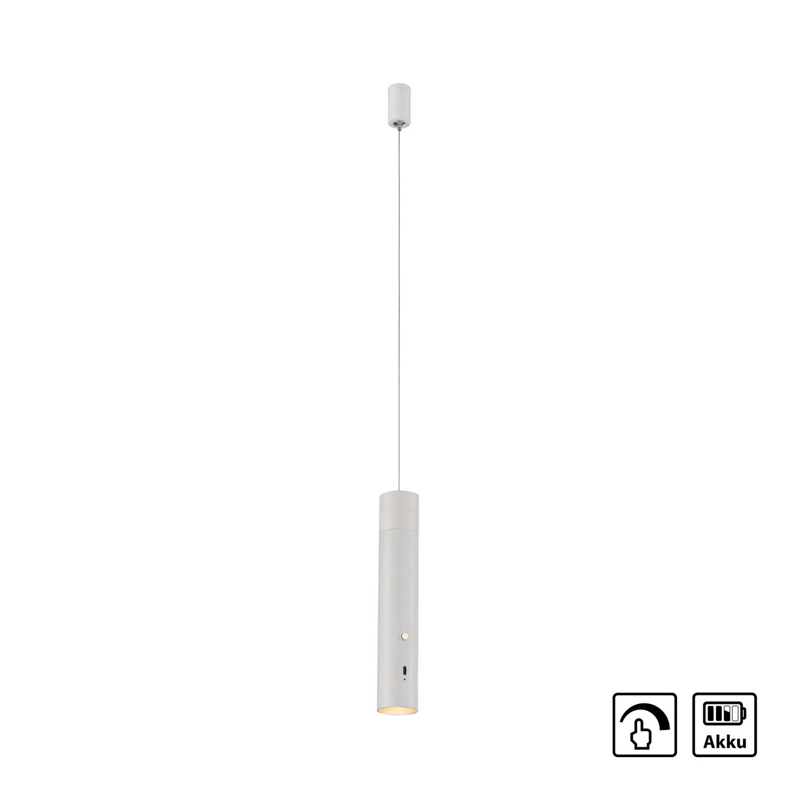 JUST LIGHT. Suspension LED rechargeable Attach, blanc, fer