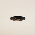 Prios recessed ceiling light Fibur, black, aluminium, Ø 8.2 cm