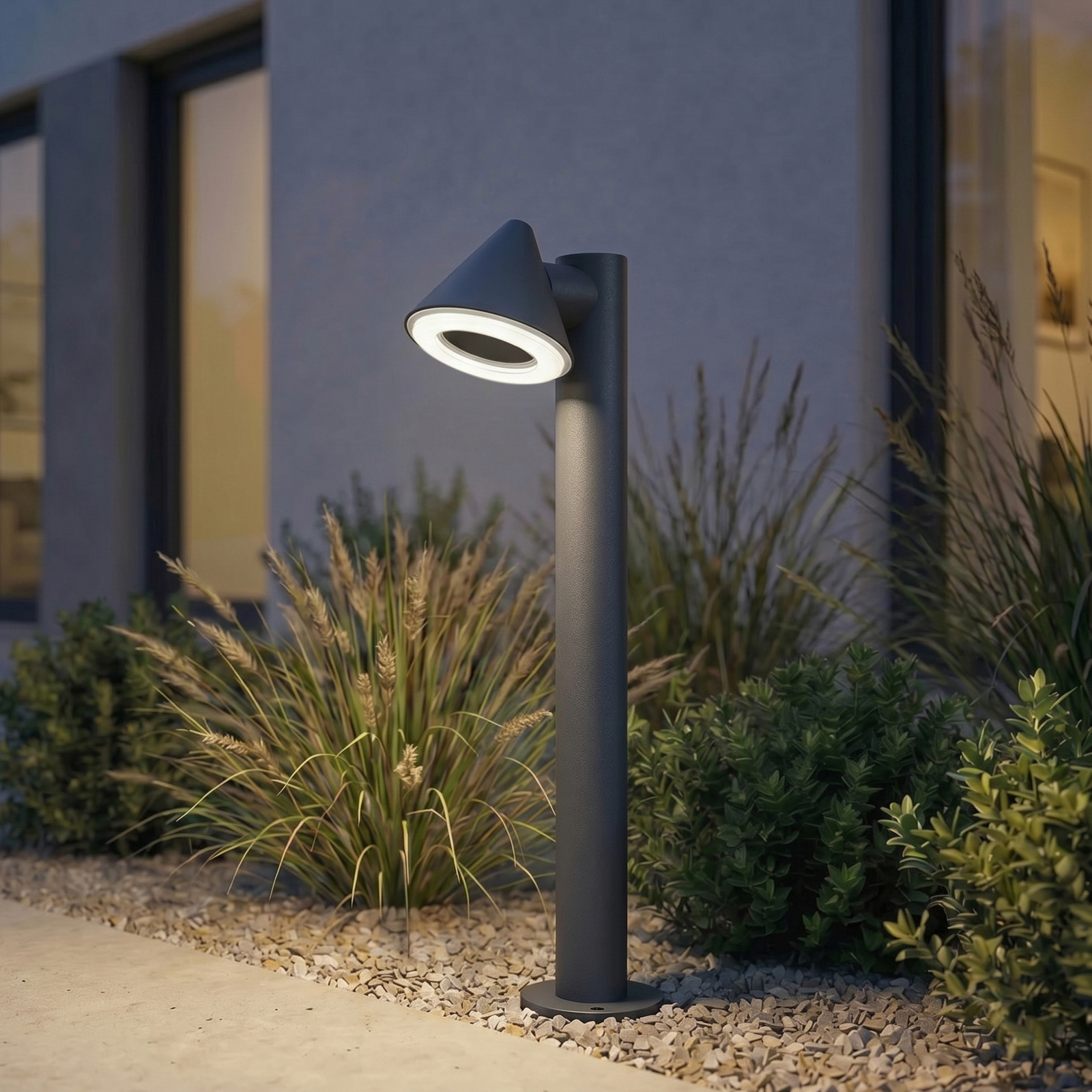 Lindby LED-ulična svetilka Soran, črna, 60 cm, kovinska, IP44