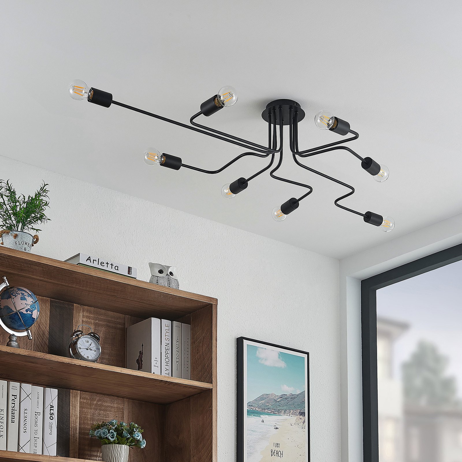 Lindby Deckenleuchte Elimar, 136 cm, 8-flammig, Metall, E27